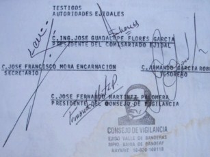 Pululan Cartas Ejidales de Valle de Banderas Firmadas en Blanco por Guadalupe Flores