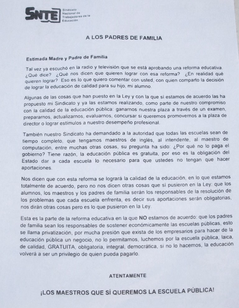 Cuota Escolar Será Obligatoria Con la Reforma Educativa