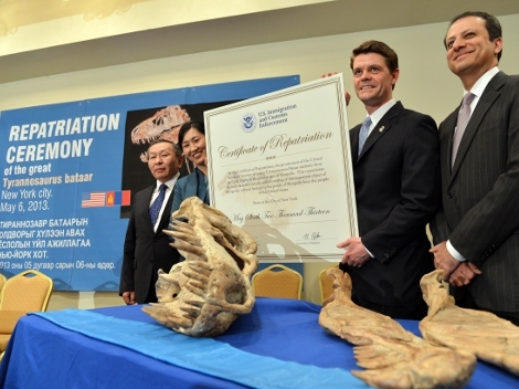 EU devuelve a Mongolia fósil robado de tiranosaurio