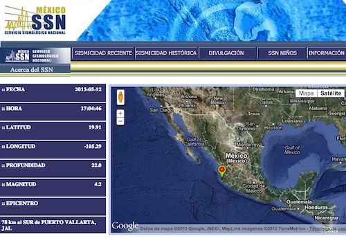 Sismo de 4.2 Grados Richter se Registra en PV y Bahía de Banderas