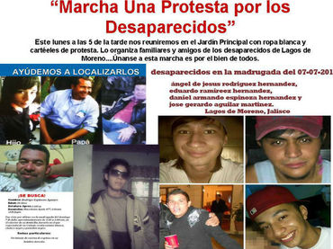 Denuncian desaparición de cinco jóvenes en Lagos de Moreno