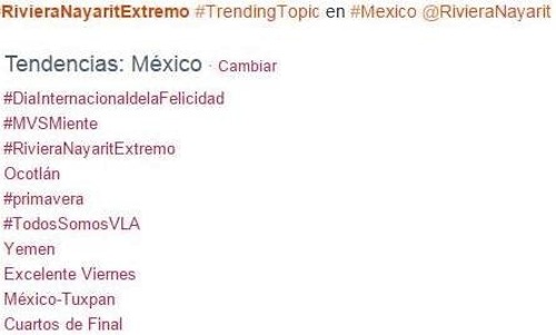 #RivieraNayaritExtremo logró ser Trending Topic