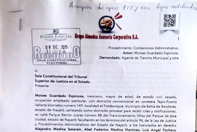 Impugnan Folio de Tránsito de Bahía en Tribunal Superior de Justicia de Nayarit