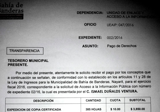 Cobra José Gómez 4,312 pesos por el expediente de contrato de carros rentados de regidores