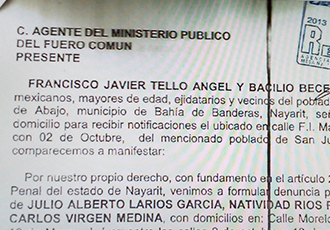 Interponen dos Denuncias Penales contra ex Comisariado de San Juan de Abajo